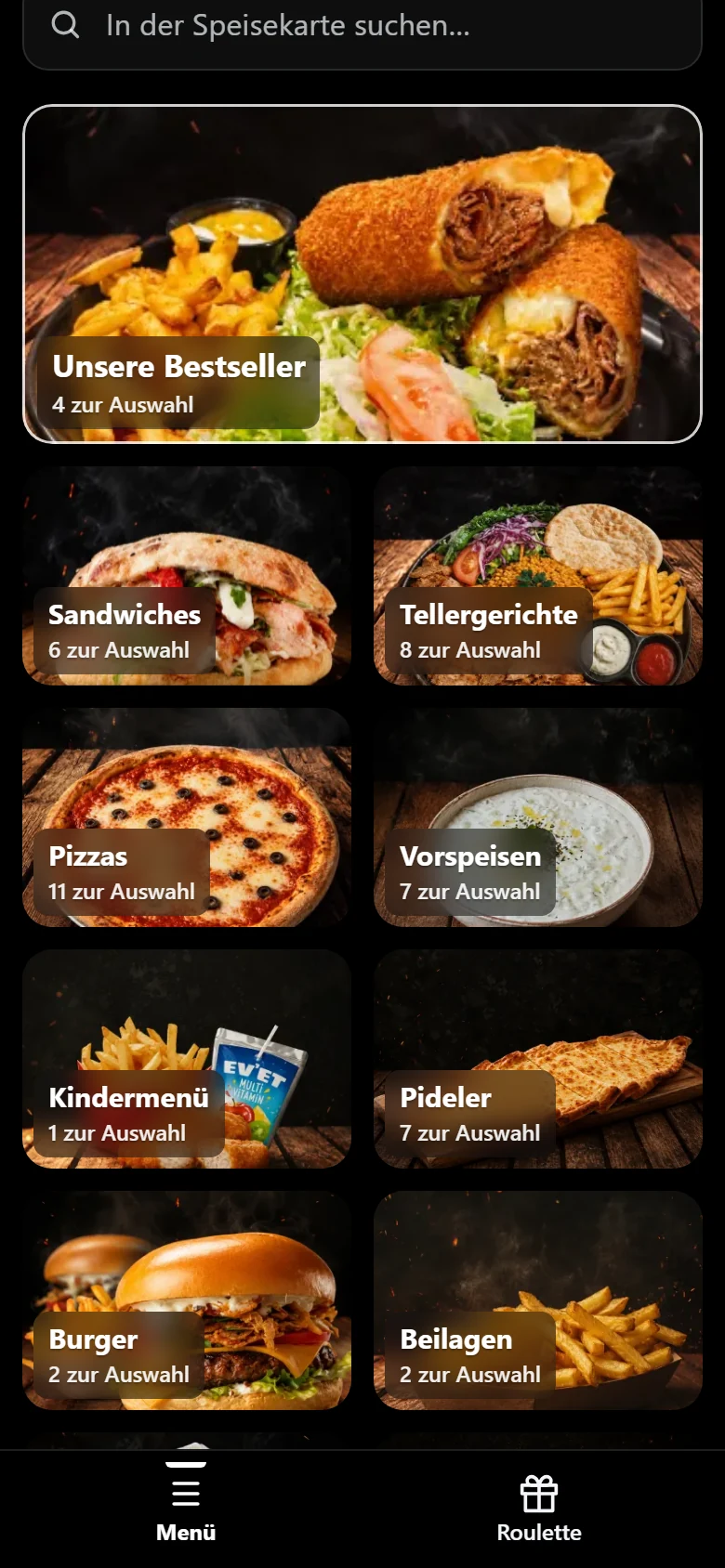 Ev'Et's menu (German)