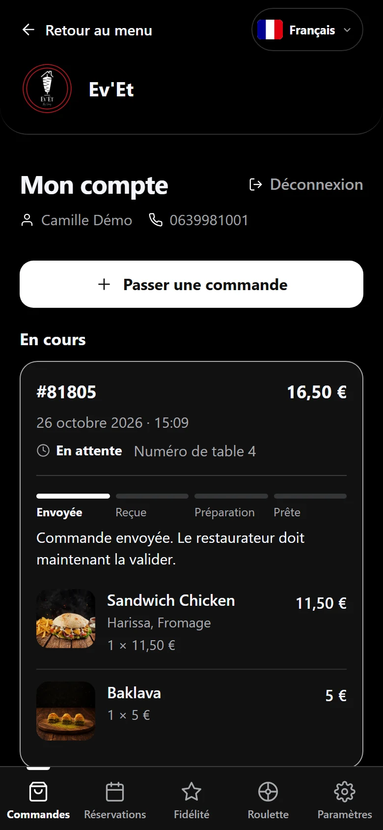 Le suivi de la commande côté client (démonstration)