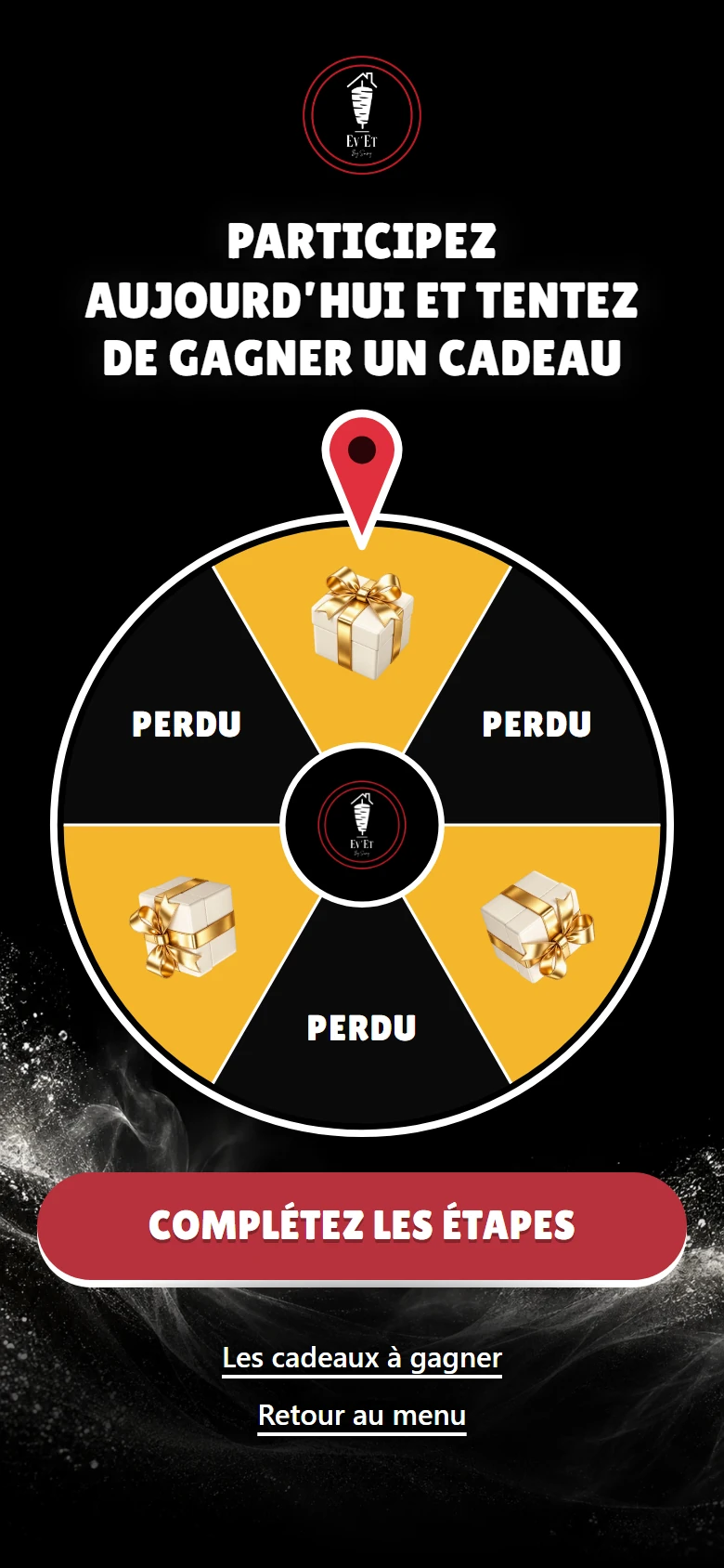 La roulette marketing d'Ev'Et : la roue et ses lots
