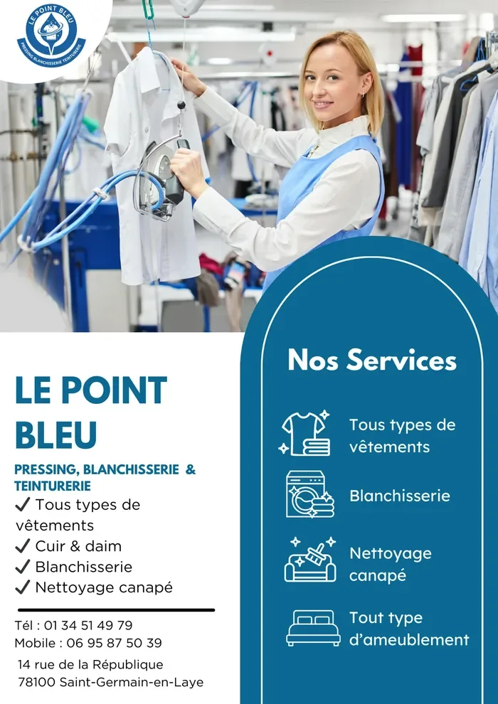 Flyer réalisé pour le pressing Le Point Bleu.