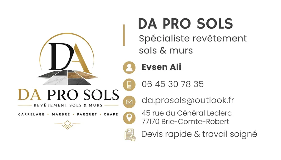 Carte de visite de l'entreprise Da Pro Sols