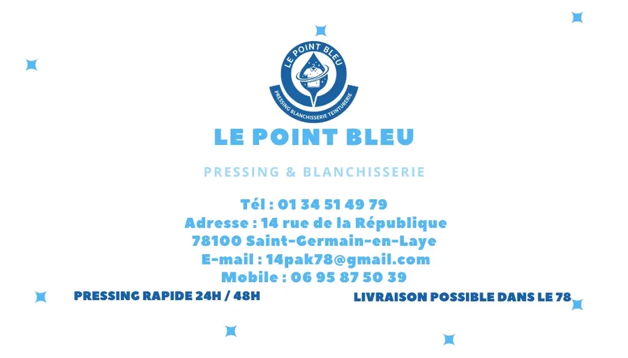 Carte de visite du pressing Le Point Bleu