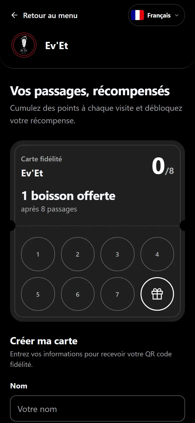 Loyalty card in dark theme