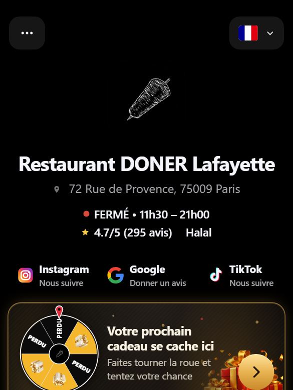 Aperçu actuel du menu de Restaurant DONER Lafayette