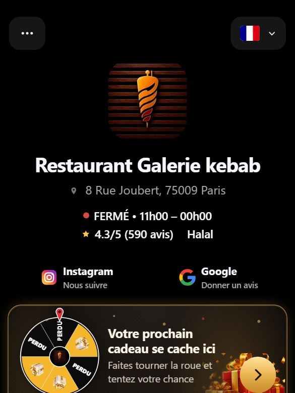 Aperçu actuel du menu de Restaurant Galerie kebab