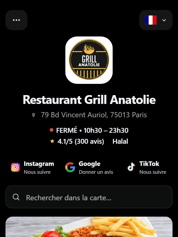 Aperçu actuel du menu de Restaurant Grill Anatolie