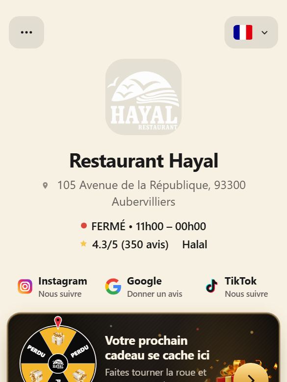 Aperçu actuel du menu de Restaurant Hayal